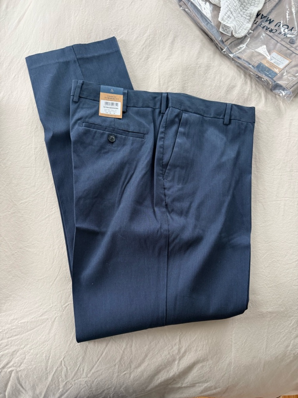 Smart Stretch Texture Pants - Denim Blue
